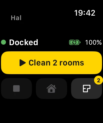 Start a clean of two rooms from Apple Watch.